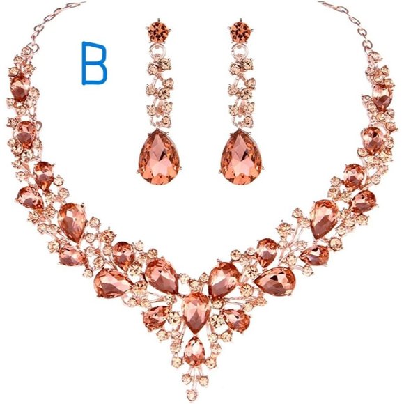 New Molie Bridal Austrian Crystal Necklace and Earrings Jewelry Set Gift… - Picture 6 of 11